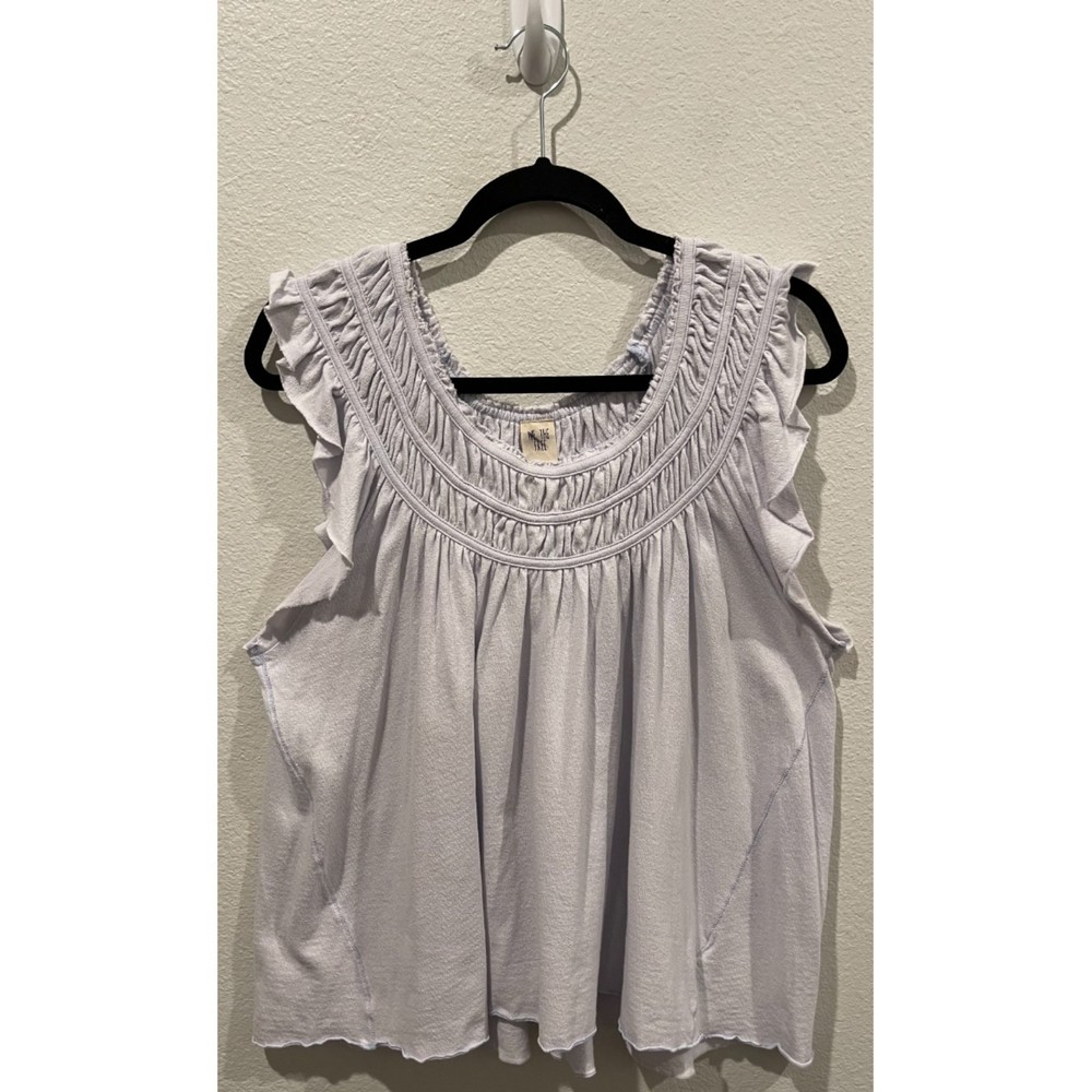 WE THE FREE Coconut Gathered Lilac Basic T-Shirt - Picture 2 of 4